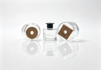Flacon diffuseur de parfum en verre transparent à base épaisse, luxueux, 150 ml, 200 ml, 250 ml, vide, avec bouchons en bois