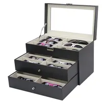 Caixa de armazenamento de óculos para óculos, acessório de armazenamento de óculos com 3 camadas, 18 espaços, óculos de sol