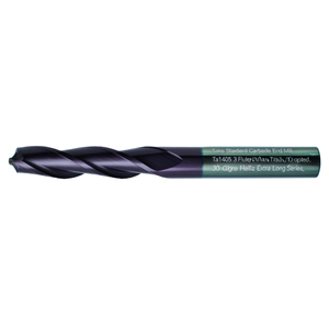 Fraise à queue en carbure standard Ttake Ta1405, 3 cannelures, revêtement Nano TiAln, hélice de 30 degrés, série extra longue - Product Image 2