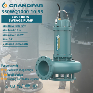 Pompes submersibles industrielles GRANDFAR 75 CV 380 V 50 Hz 60 Hz pour eaux usées, avec fonction de découpe, pour eaux boueuses 350WQ1000-10-55 Submersi - Product Image 1