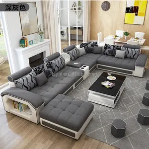 7 местный U образный reclinable ткани салона роскошный современный диван дизайн дома мебель для гостиной диван-кровать