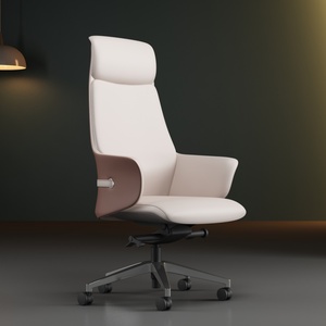 Silla de Oficina de Cuero de Alta Calidad Youjing Youjing Byj2503a Bibo Beige, Silla de Oficina Ergonómica Blanca con Soporte Lumbar de Cuero - Product Image 1