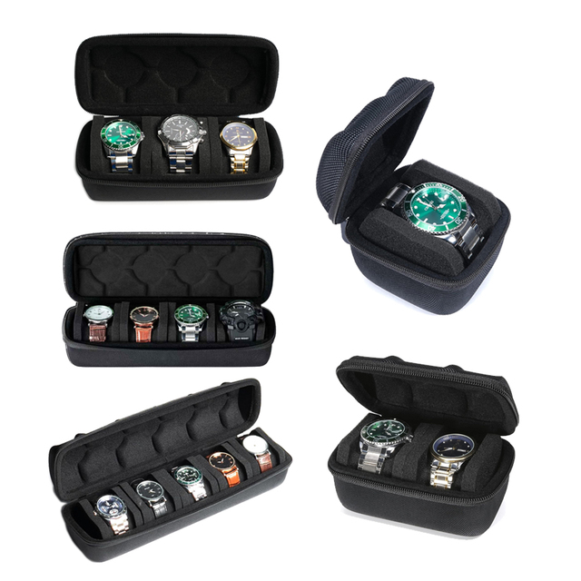 Watch Box Organizer/Men Watch Display Storage Case Fits All Wristwatches and Smart Watches up to 50mm 1,2,3,4,5 Slots Black