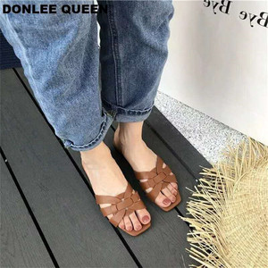 Ladies Fashion PU Leather Gladiator Flat Sandals Arch <b>Support</b> Rubber Outsole Light Weight Summer Closed-<b>Toe</b> Women's sandals - Product Image 4