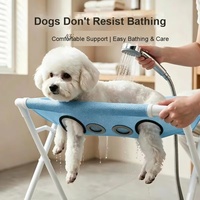 Baignoire portable pliable pour chat et petit chien, avec cadre de support en bâche, bassin de toilettage pour animaux de compagnie, support confortable et système de retenue Woobulsland