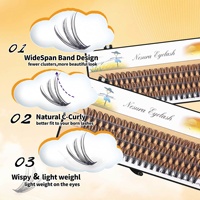 Plateau de cils en grappe faits à la main, 60 faux cils pré-coupés, volume doux, naturel, confortable, réutilisable