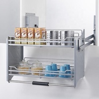 Étagère de rangement coulissante pour bouteilles de sauce, boissons, etc., pour cuisine, salle de bain, panier suspendu, panier escamotable