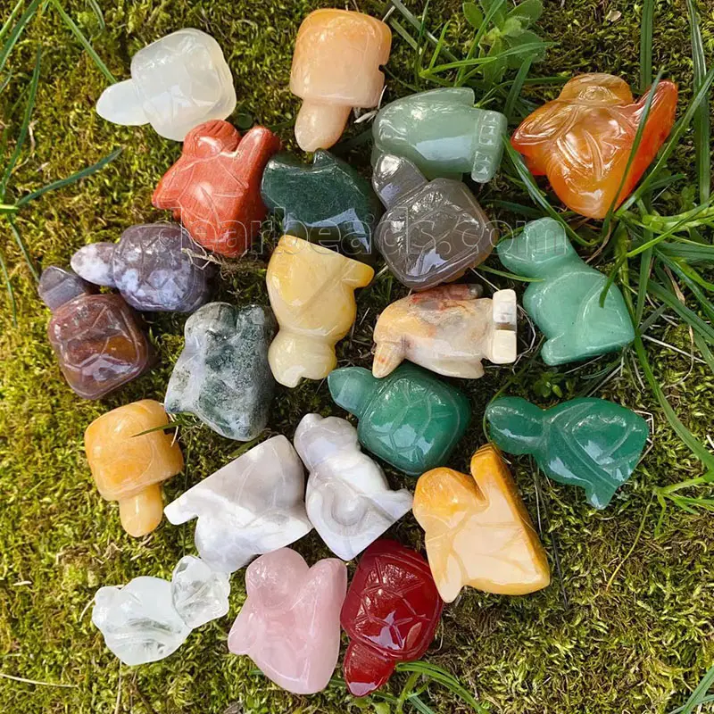 1 Inches Natural Stone Hand Carved Animal Dog Cat Dinosaur Crystal Gemstone Stone For Decoration Kids Gift Making 20x30mm