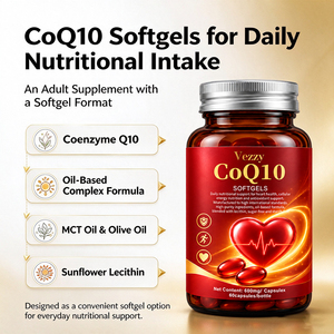 Gélules de CoQ10 à marque privée 200 mg avec huile MCT, huile d'olive, lécithine de tournesol, antioxydant, supplément nutritionnel énergétique pour adultes - Product Image 5