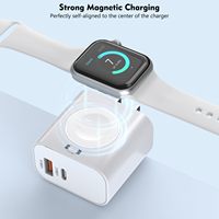 Cargador HYTO para Apple Watch, Inalámbrico Magnético de 23W, Doble Puerto (USB-C+USB-A), Bloque de Carga Rápida de Pared, Enchufe de Viaje, Cargador para iWatch