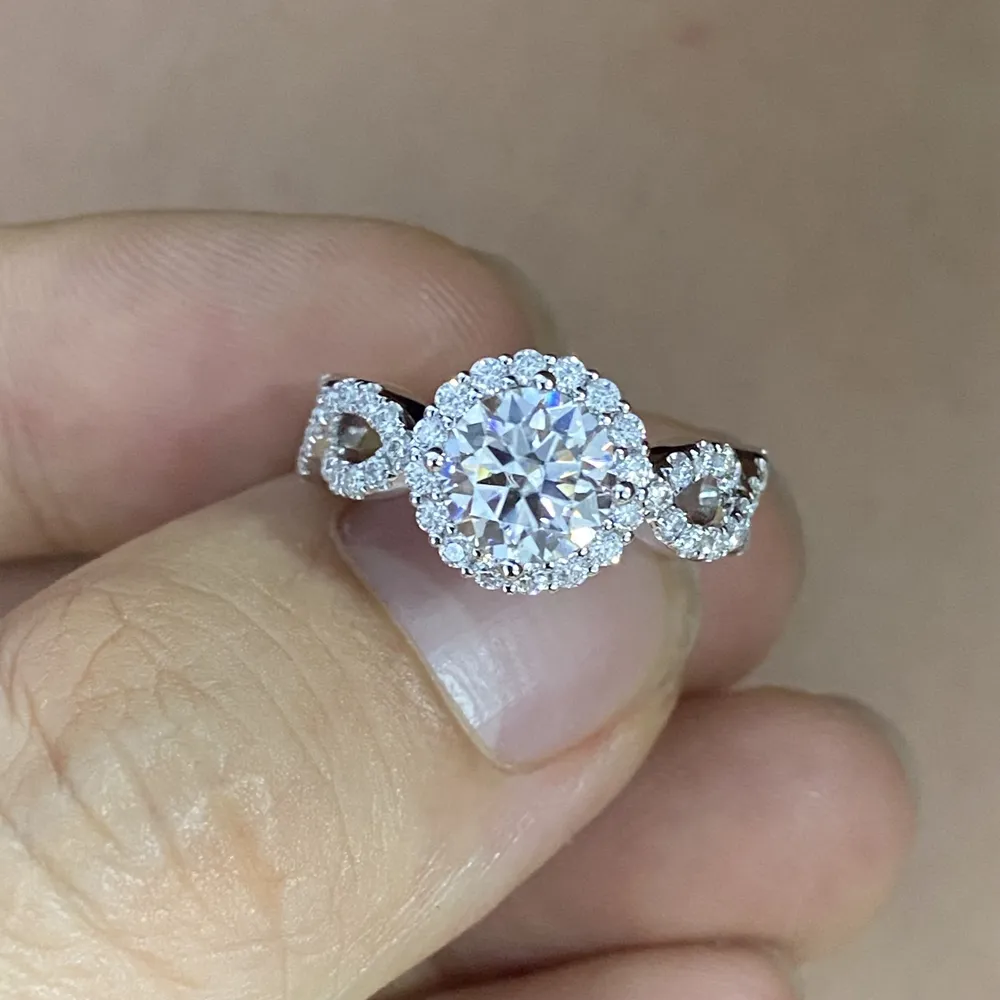 Hq gems 1.2 carat 10k branco ouro moissanite, diamante mulheres, anel de noivado