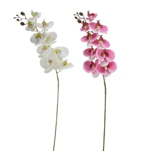 Flor artificial para decoração de casa, natal, flores grandes de borboletas, flores de seda em borracha, hastes de flores de orquídea Phalaenopsis