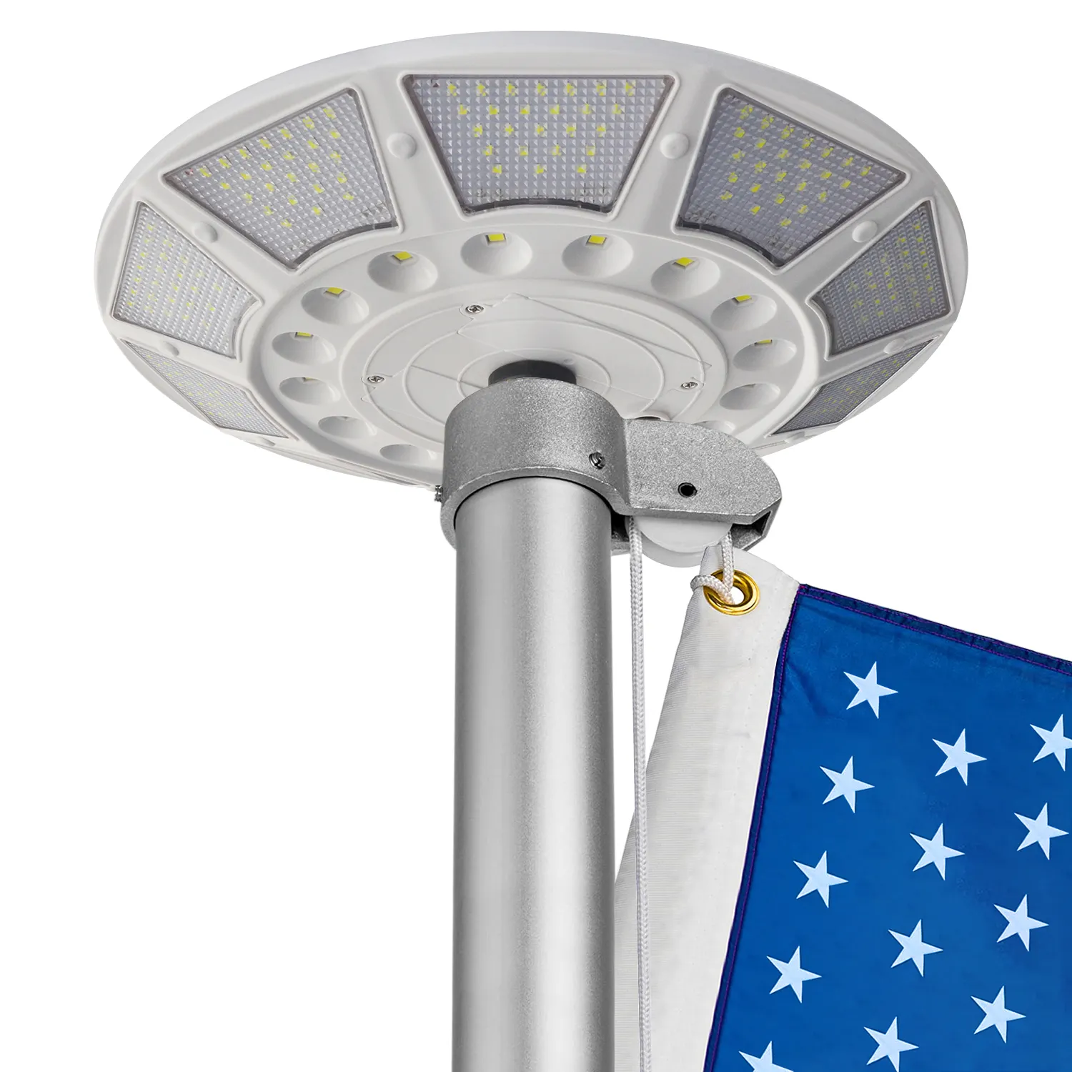 미국 JY8-899 태양 깃대 빛 UFO 스타일 LED 램프 도매 가격 ABS 바디 IP65 정원 및 도로 사용을위한