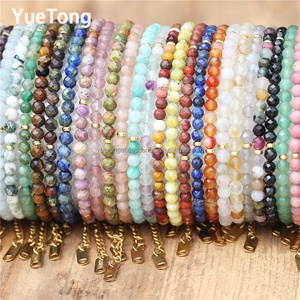 <span class=keywords><strong>Bracciale</strong></span> Sottile da Donna <span class=keywords><strong>in</strong></span> Acciaio Inossidabile PVD Oro 18k con Perline di Pietra Preziosa Sfaccettate da 4mm, Cristallo Terapeutico, Gioielli Minimalisti all'Ingrosso - Product Image 4