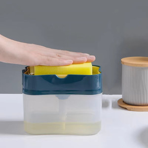 Boîte éponge en plastique 2 en 1 avec distributeur <span class=keywords><strong>de</strong></span> savon Distributeur <span class=keywords><strong>de</strong></span> savon à double couche Porte-éponge pour <span class=keywords><strong>cuisine</strong></span> - Product Image 5