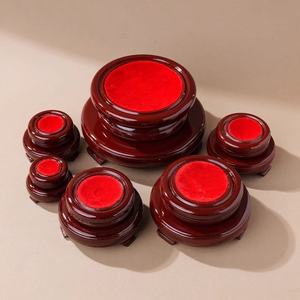 Wholesale Decoration Red Round Rotating Display Wooden <b>Stand</b> Wood Base for <b>Crystal</b> Balls Big Sphere for Decoration - Product Image 1