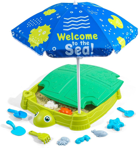 Nuova Stazione da Gioco per <span class=keywords><strong>Sabbia</strong></span> a Tema Tartaruga <span class=keywords><strong>con</strong></span> Copertura e Accessori, Ombrellone da Giardino Estivo per Bambini dai 3 Anni in su - Product Image 6