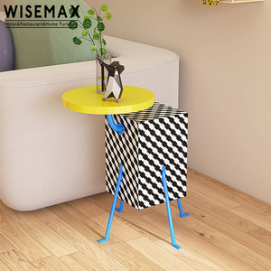 WISEMAX FURNITURE Modern Living Room Furniture <strong>Yellow</strong> Cheap Wood Tea <strong>Table</strong> Plywood <strong>Table</strong> Top Metal Base <strong>Coffee</strong> <strong>Table</strong> - Product Image 2