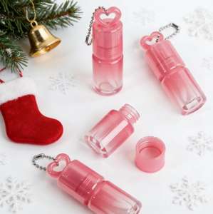 Jinze Siap Kirim Gantungan Kunci Bentuk Hati Tabung Kemasan Lipgloss Transparan dengan Desain Tongkat Pendek 3.4ml dan Logo - Product Image 1
