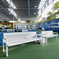 Banc de repos pour terrain de tennis en bambou blanc, chaise de sport et de loisirs d'extérieur, modèle WQZY-0202 pour badminton et tennis de table