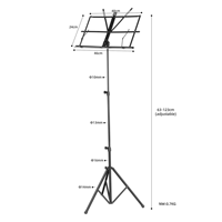 Aksesori instrumen musik lipat, dudukan musik logam desain Tripod tugas berat bingkai baja hitam dapat disesuaikan