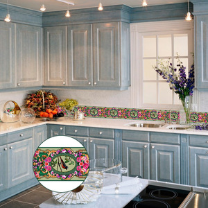 Autocollant mural auto-adhésif en PVC de style européen, 10 cm x 10 m, imperméable, pour bordure de carrelage de cuisine et salle de bain - Product Image 2