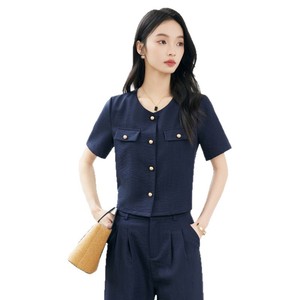 Women's Tencel Linen Suit Set Short Sleeve Summer Breathable Business Casual Work Wear Professional Commute Outfit - Product Image 5