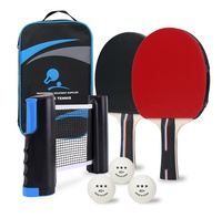 Ensemble de tennis de table portable et personnalisable en gros, avec manche en bois et base en bois de peuplier, pour jeux de sport en extérieur, comprend deux raquettes