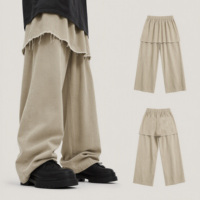 Pantalon baggy vintage pour homme, taille haute, coupe ample, jambe extra large, longueur ras du sol, avec braguette boutonnée, pour le streetwear et le quotidien