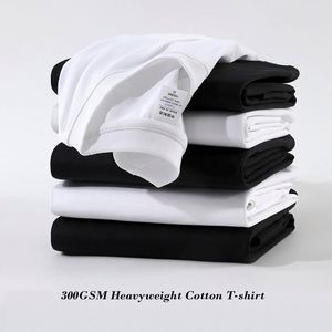 High Quality 300GSM Cotton Heavyweight T-<b>Shirt</b> Custom Screen <b>Silk</b> Printing Solid Pattern Drop Shoulder Oversized <b>Men's</b> T-<b>Shirts</b> - Product Image 3