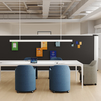 Chaise de bureau à dossier moyen avec roulettes, fauteuil de conférence et de réception, chaise de formation avec tablette d'écriture