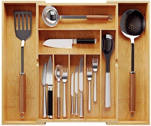 Di bambù Espandibile Portaposate 7 Scomparti Cassetto Organizzatore Premium Utensile Vassoio Da Cucina Regolabile di <span class=keywords><strong>Divisori</strong></span> <span class=keywords><strong>per</strong></span> Cassetti - Product Image 5