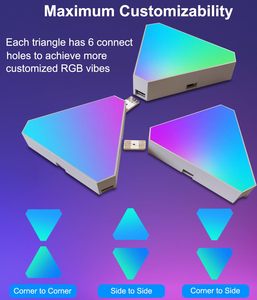RGB Quantum Wall Panel Smart Triangular Nighttime <b>Gaming</b> LED <b>Light</b> App Remote Control Button Timer Function <b>Light</b> Body - Product Image 6