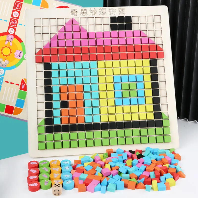 Fantastic jigsaw puzzle children's fun pixel building blocks puzzle kindergarten imagination hands-on ability training toys