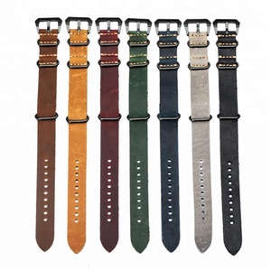 22mm Zulu <span class=keywords><strong>Nato</strong></span> En <span class=keywords><strong>Cuir</strong></span> Italien à Grain <span class=keywords><strong>Bracelet</strong></span> de Montre - Product Image 1
