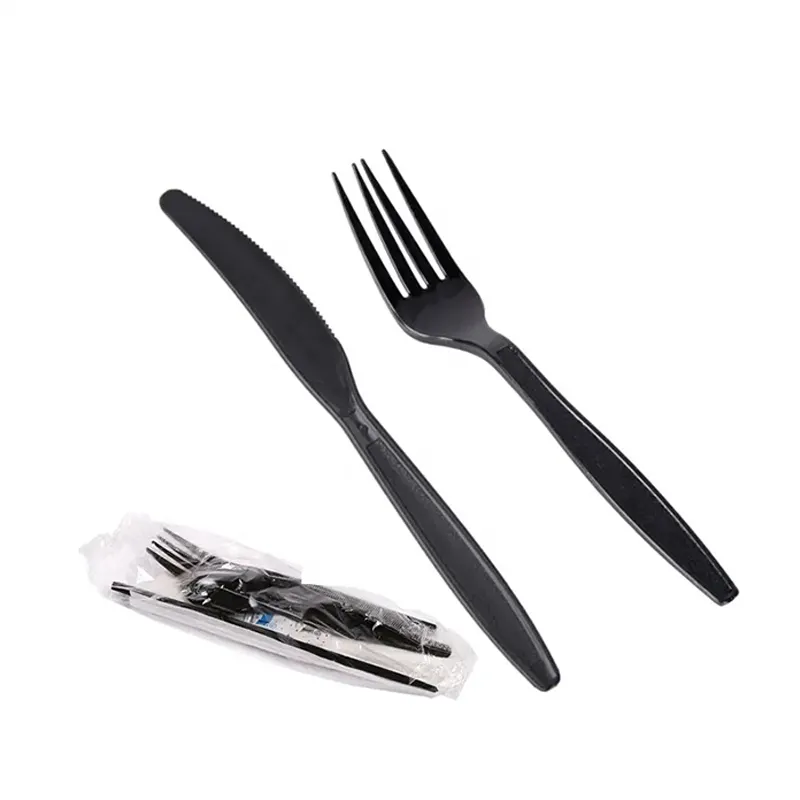 대형 일회용 칼 식기 세트 forchette 플라스틱 숟가락 포크 및 나이프 nipkin