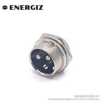 Conector Circular de Aviación EnerGiz Electronics Serie M16 GX16 de 3 Pines, Macho, para Panel, Terminación por Soldadura, Aleación de Zinc y Níquel