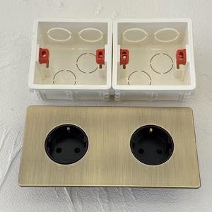 LangYeao Latão Toggle Luz Interruptores De Parede Custom REINO UNIDO Padrão DA UE Painel De Aço Inoxidável Metal Elétrico Vintage Interruptor e Soquete - Product Image 5