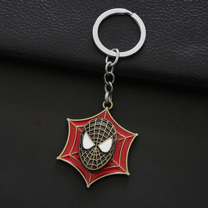 QY Vintage Antique Plated Rotatable Spider-Man Symbol Metal Keychain Marvel Superhero <b>Keyring</b> Fan Collection - Product Image 3