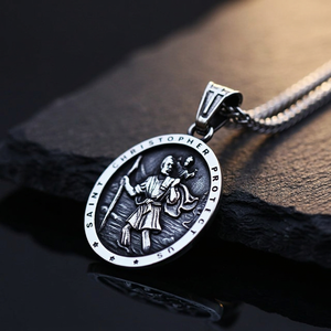 New Arrival Men's Vintage Style Stainless Steel Round Signet Pendant Link <b>Chain</b> Silver/<b>Black</b> for Engagement Wedding Anniversary - Product Image 3
