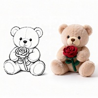 Petit ours en peluche en coton miniature de dessin animé, rose brodé, jouet de confort, cadeau en vrac, décoration de la maison