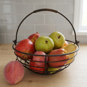 Panier à fruits rond en métal, support de rangement de cuisine en fil de fer, design minimaliste durable, support alimentaire à un seul niveau sur pied - Product Image 5