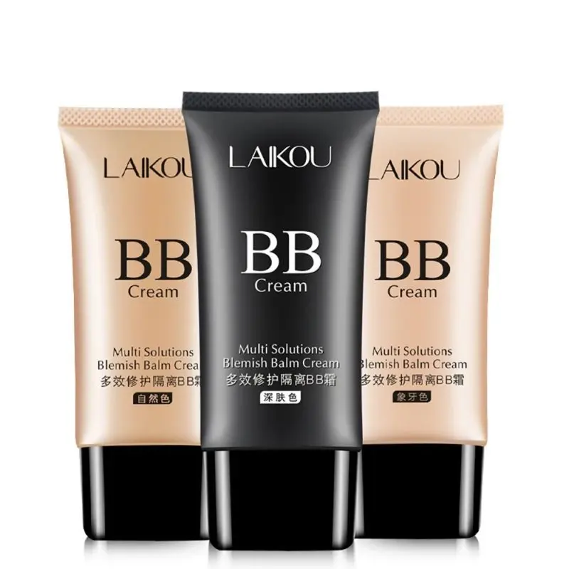 LAIKOU Kosmetik Foundation Wajah 50G, Kosmetik Dasar Krim BB & CC, Tabir Surya, Pelembab Tahan Lama