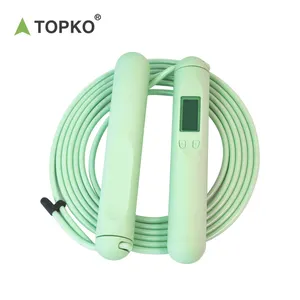 TOPKOスキッピング調節可能な長さのロープとデジタルカウンタージャンプロープ卸売スポーツトレーニング加重カスタマイズロゴ