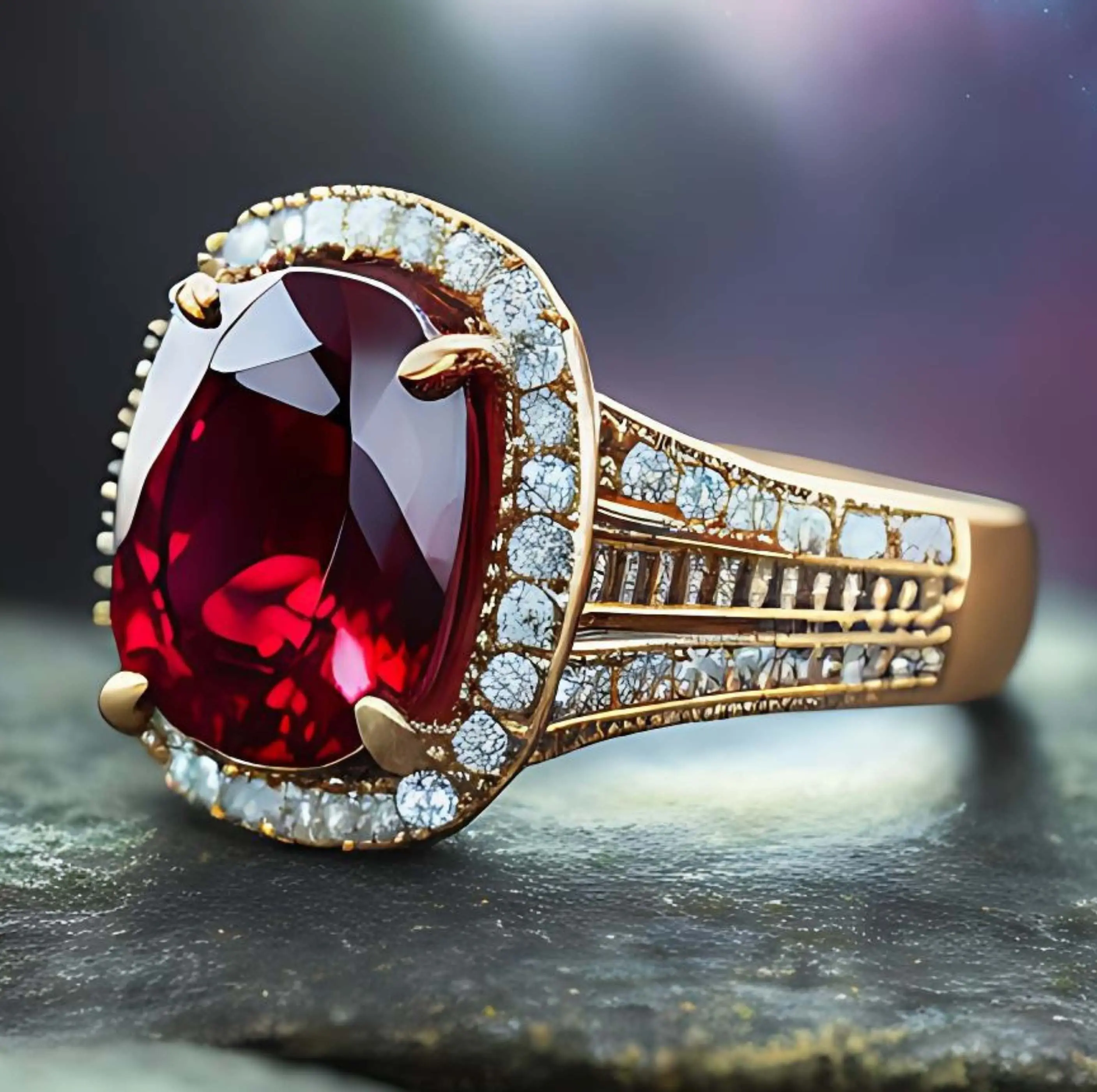 Fancy Beautiful Perfect Custom Engagement Wedding Lab Grown Diamond Ruby Moissanite 24K Anillos de oro para la venta