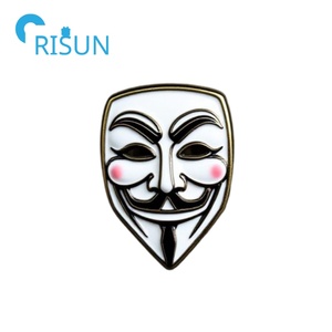 Fabricación de pines metálicos para máscaras faciales, insignias personalizadas, pin de solapa de esmalte con máscara de Guy Fawkes, broche con máscara de Guy Fawkes - Product Image 6
