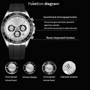 นาฬิกาทหารสำหรับผู้ชาย, นาฬิกาทหารกันน้ำแสดงวันที่วันที่โครโนกราฟกันน้ำสายซิลิโคนสำหรับผู้ชาย - Product Image 5