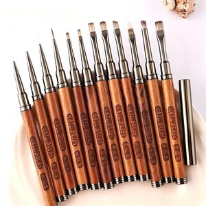 Juego de Pinceles de Nailon con Mango de Madera de Lujo para Arte de Uñas, Pinceles Profesionales para Manicura, Pinceles Planos y Angulares para Detalles, Venta al por Mayor para Salones de Uñas - Product Image 3