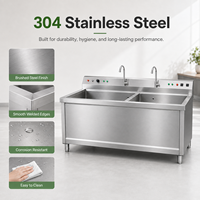 Lave-légumes et équipement de lavage de vaisselle pour restaurant, évier double en acier inoxydable, achat professionnel