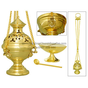 Thurible avec bateau et cuillère d'encens assortis-CE1002 - Product Image 2
